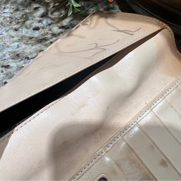 Coach Trifold Signature CC canvas Snap Front Tan Brown Leather Wallet - Picture 4 of 10